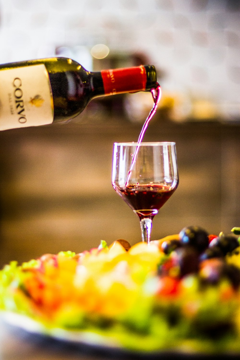 clear wine glass with red wine