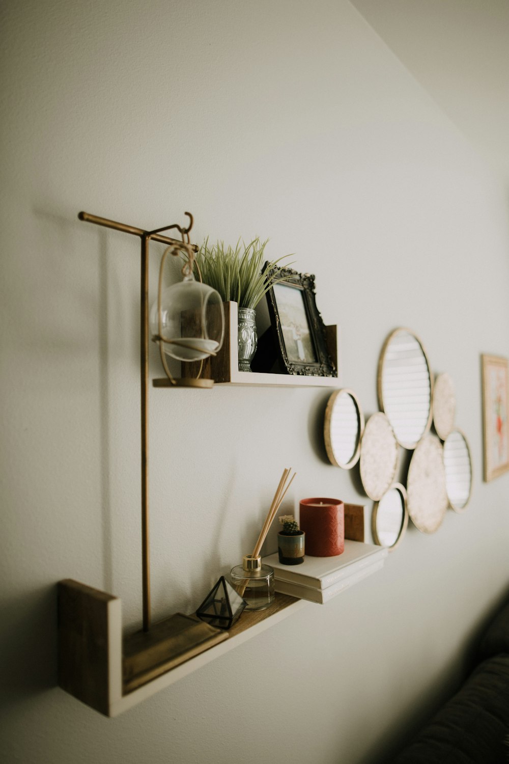white wooden wall mounted shelf