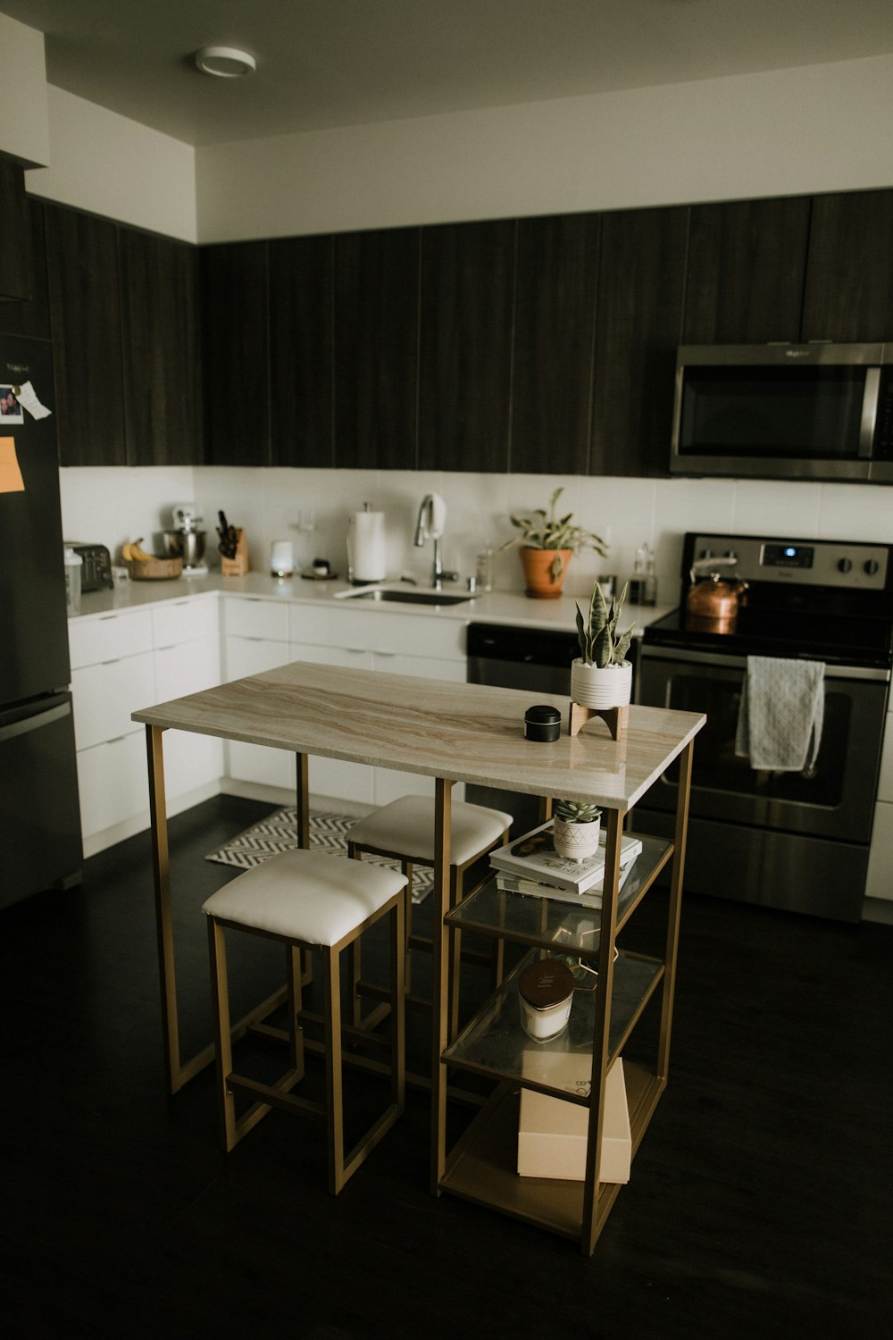 white and black wooden kitchen cabinet