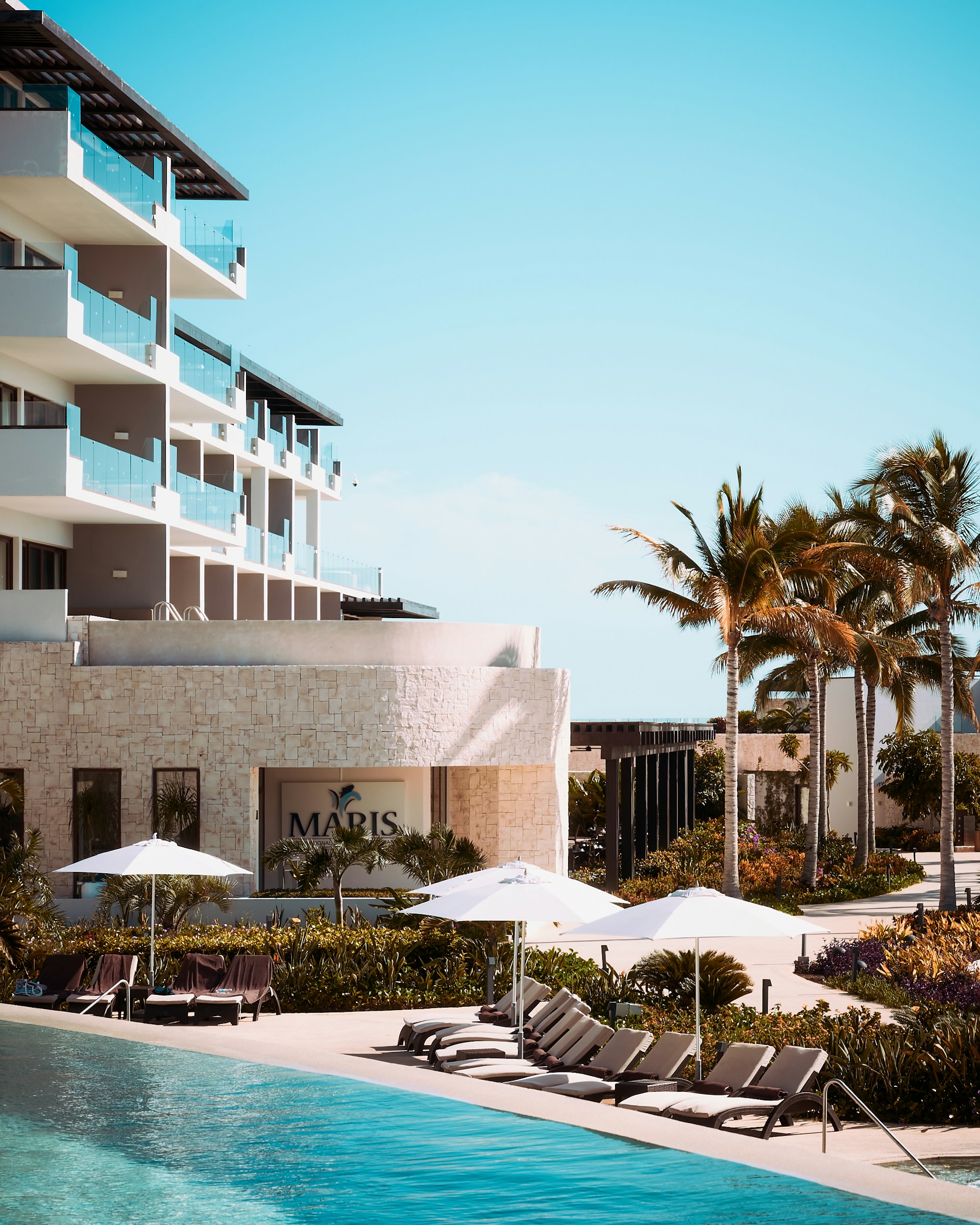 white concrete building near palm trees during daytime