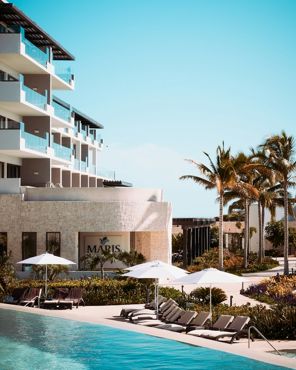 white concrete building near palm trees during daytime