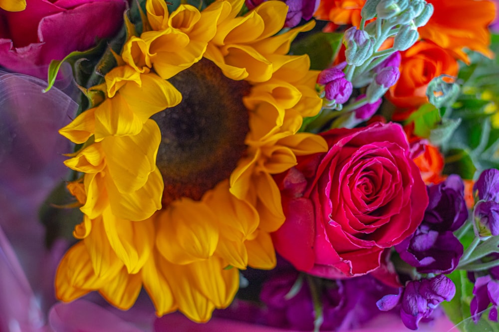 yellow and red flower bouquet