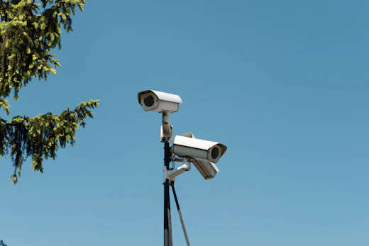 Twin CCTV cameras on a pole