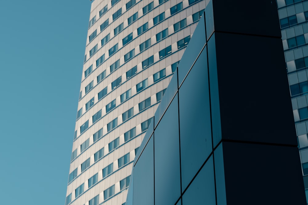 white and blue concrete building