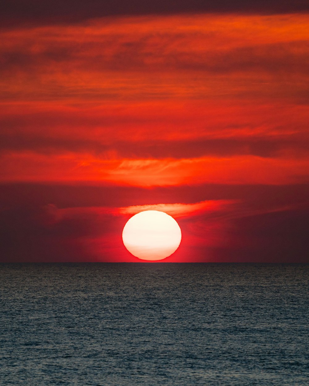 body of water during sunset