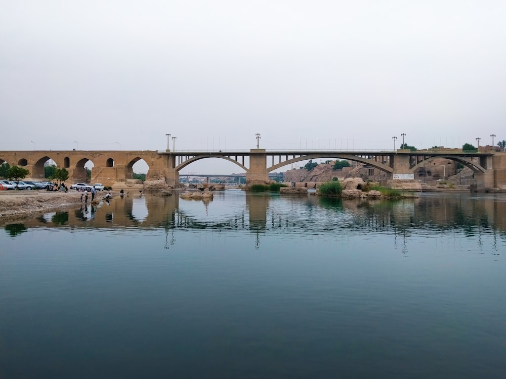 brown concrete bridge over river