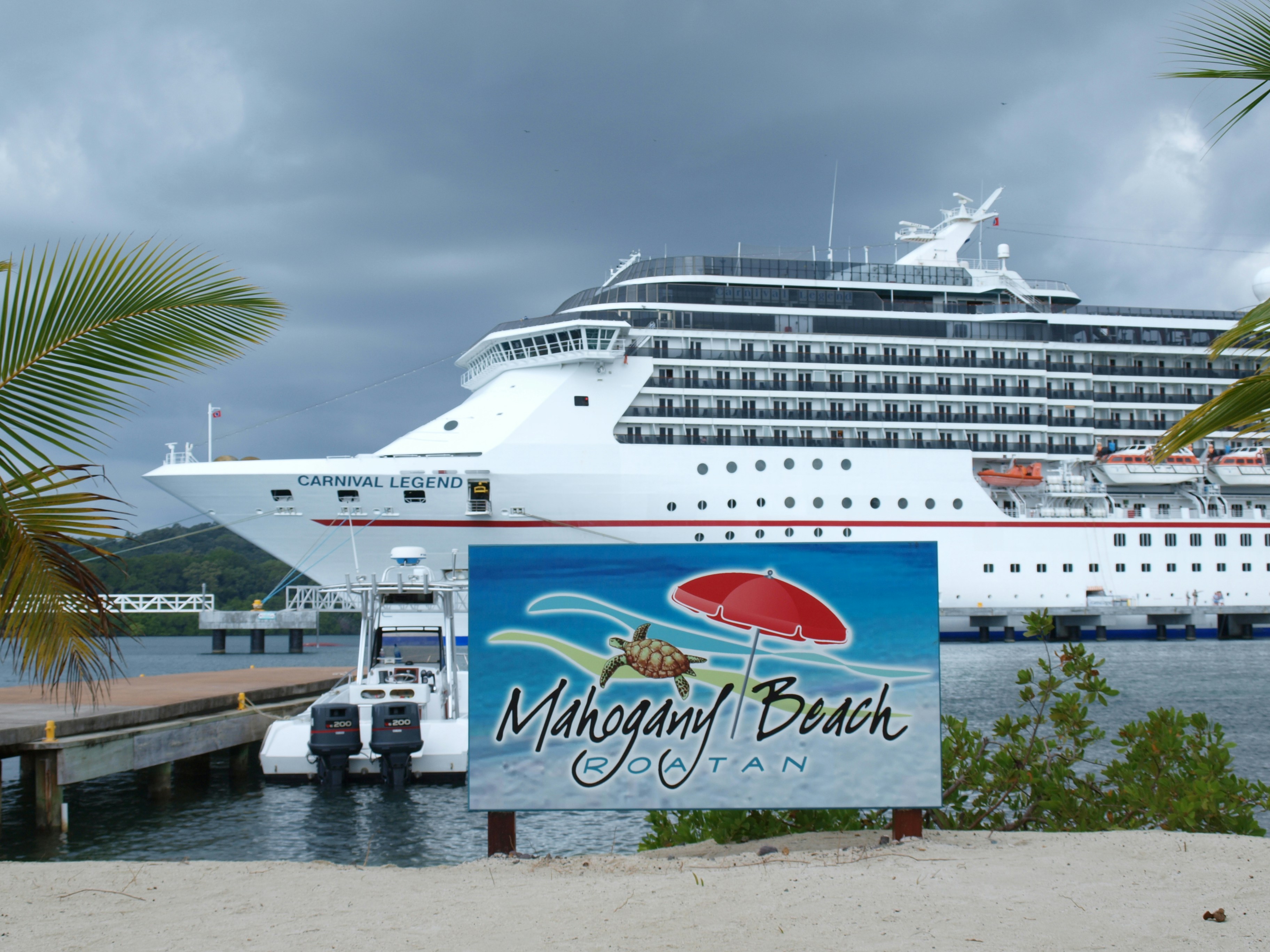 Mahogany bay port and signage
