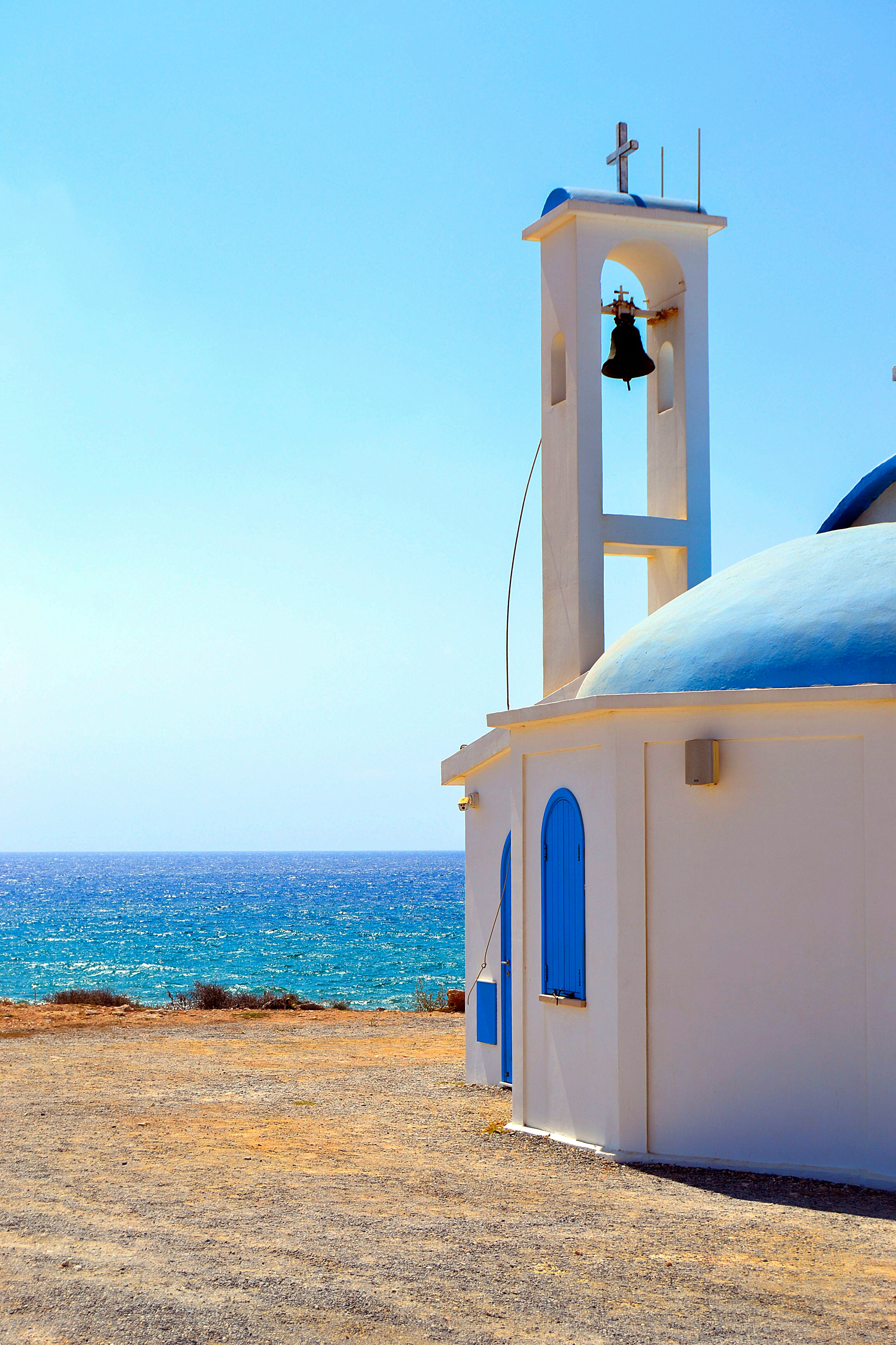 White and blue Greek Church