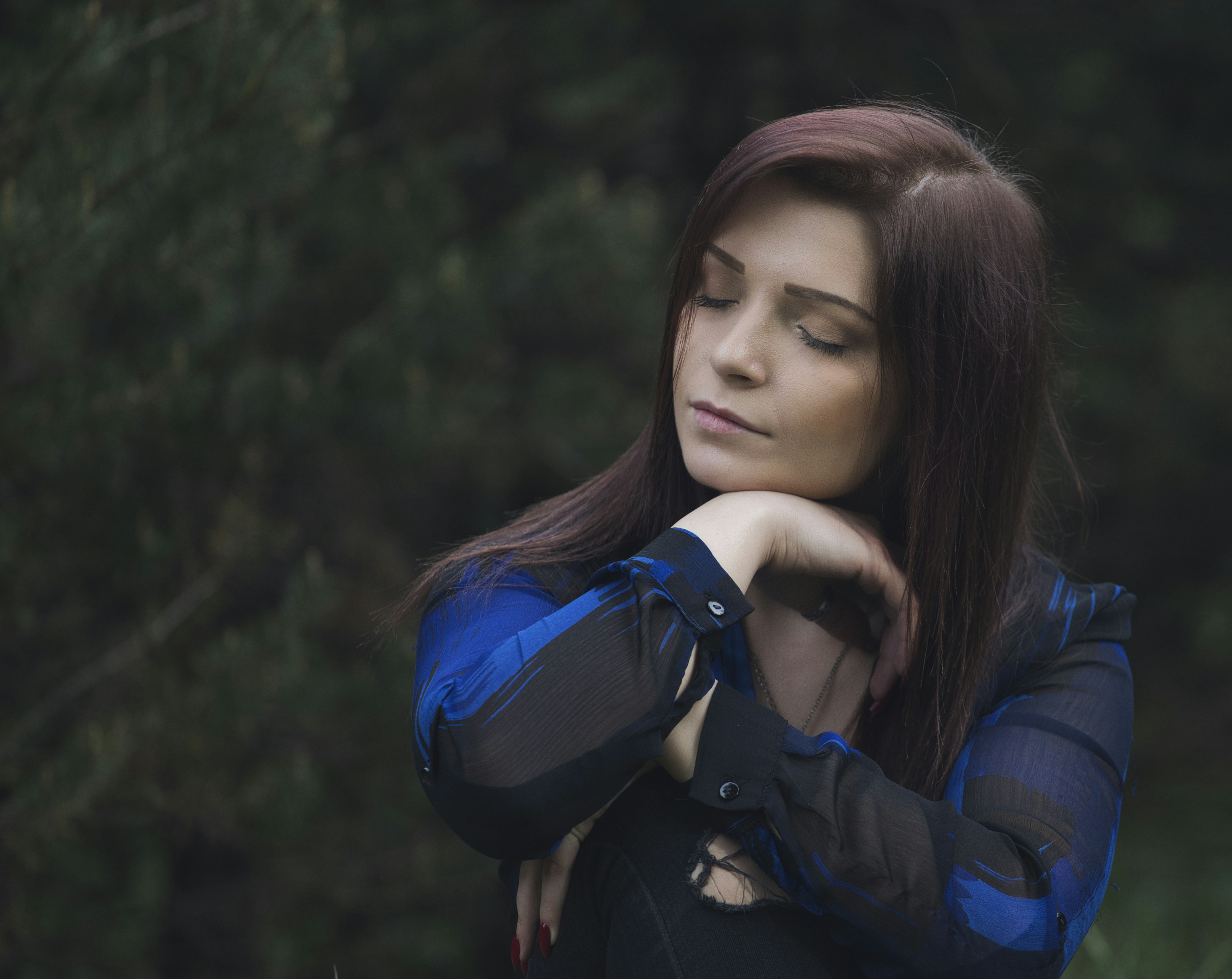 woman in blue and black jacket