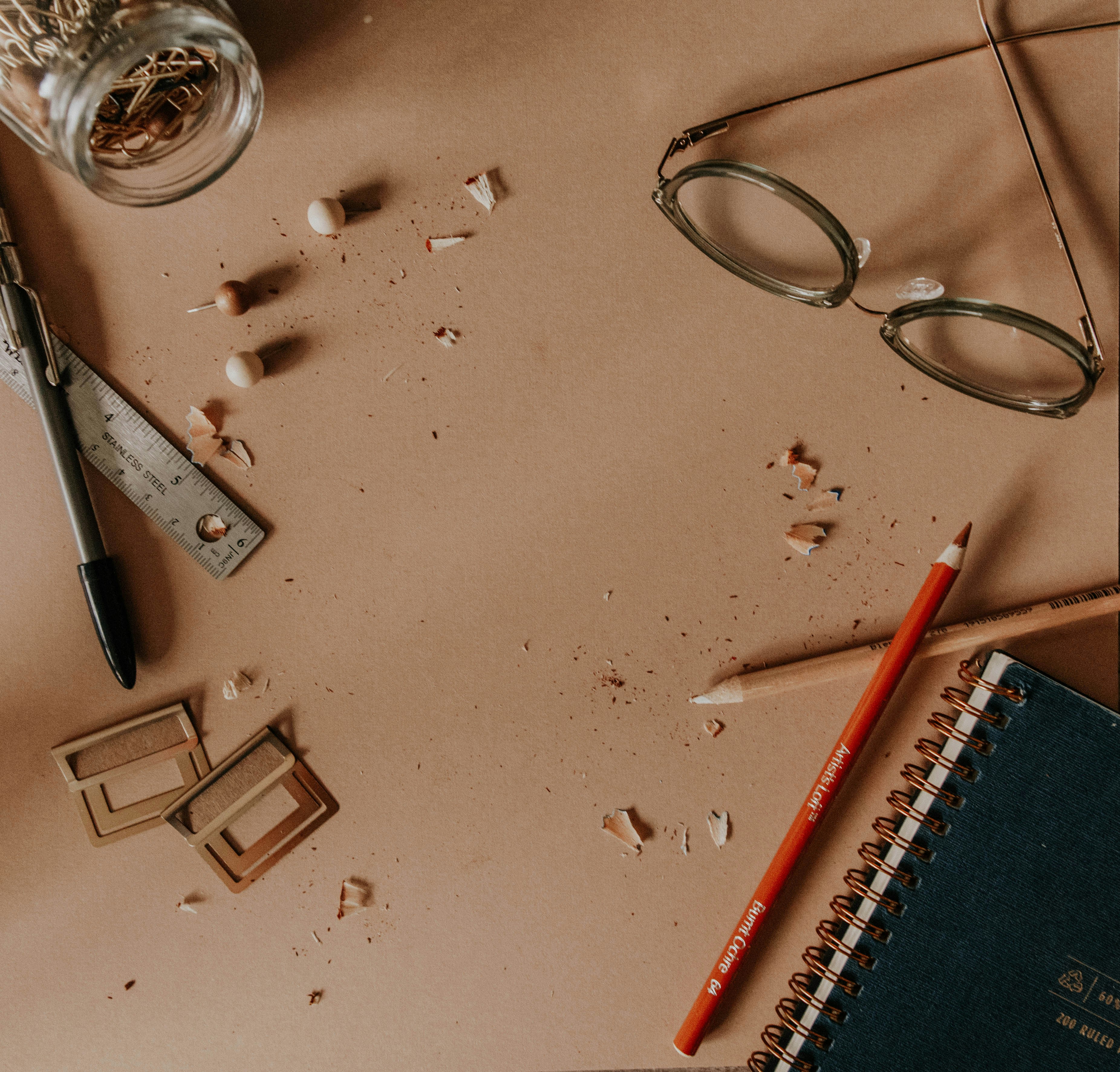 drawing flat lay