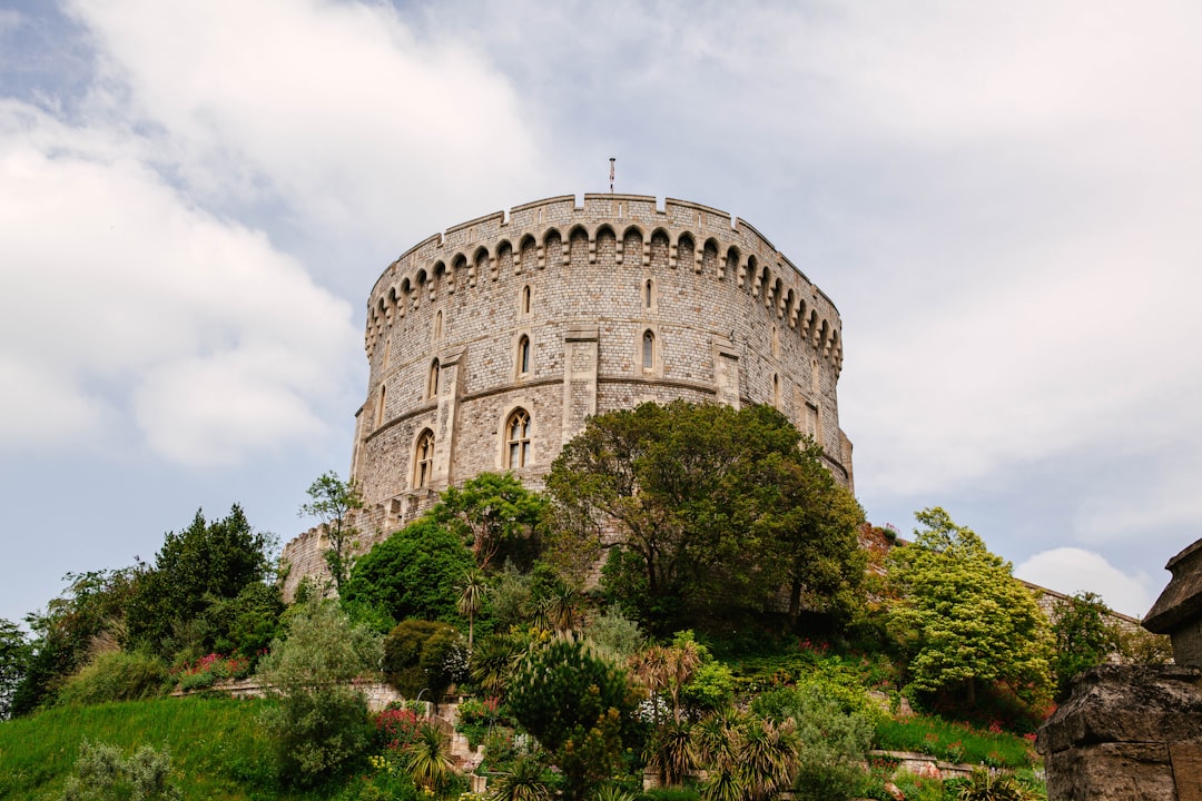 brown brick castle surrounded by green trees under white clouds and blue sky during daytime