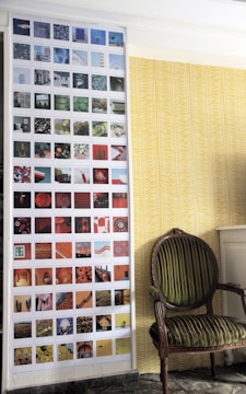 Gallery of portfolio images arranged in a modern grid with gold accents.