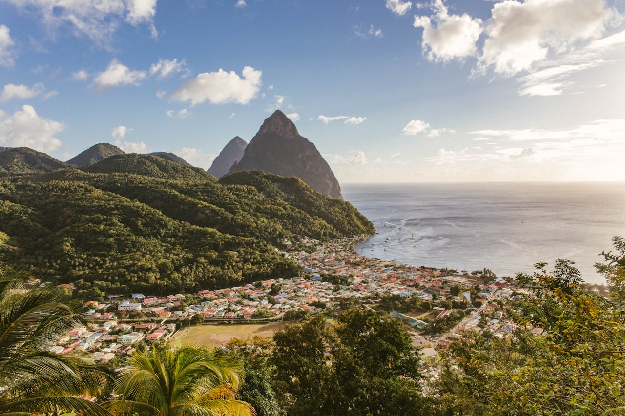 St. Lucia volcanic costal mountains 