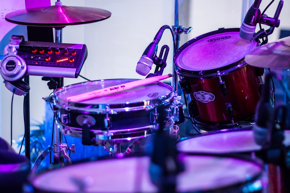 red and black drum set