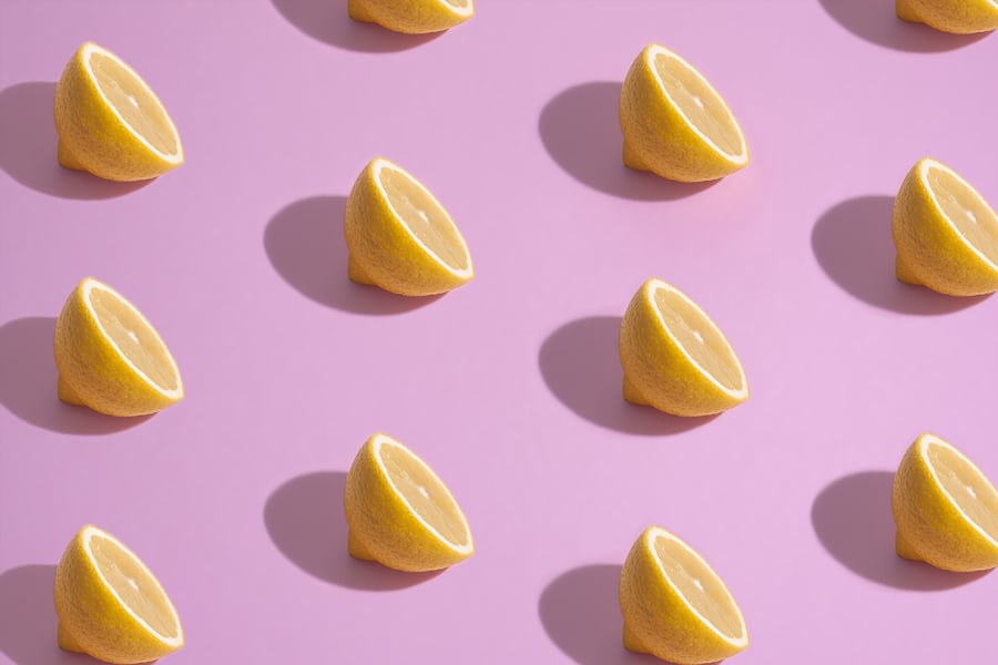 Lemon halves on a pink background