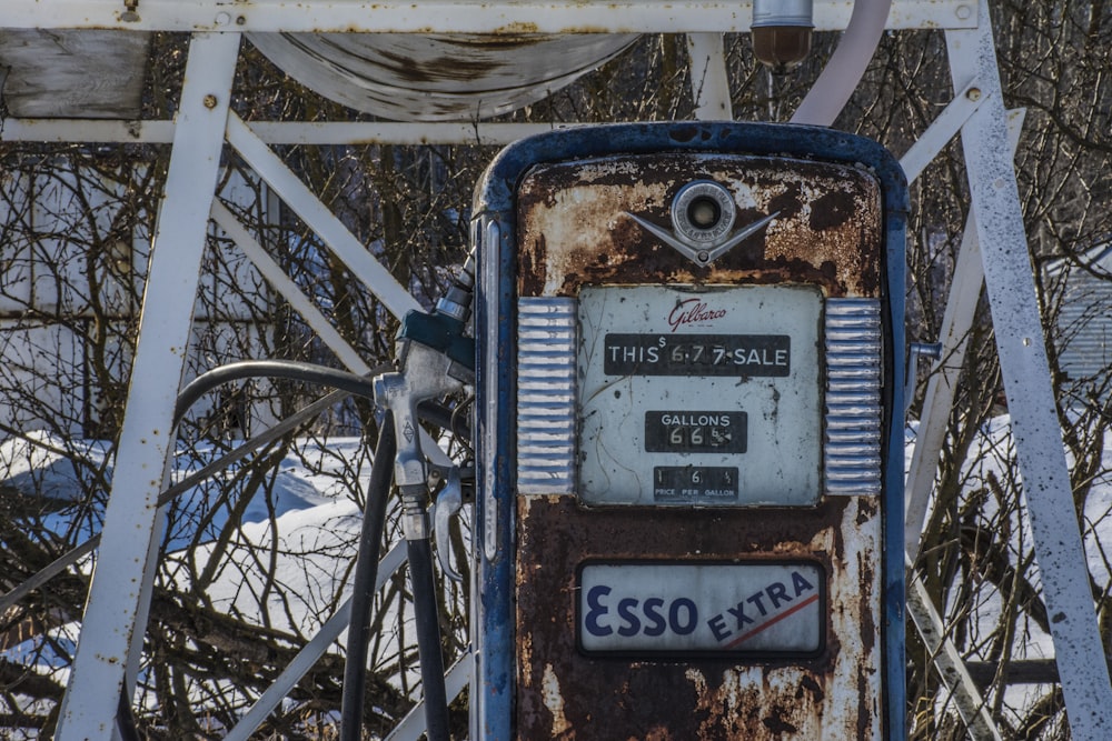 white and black gas pump