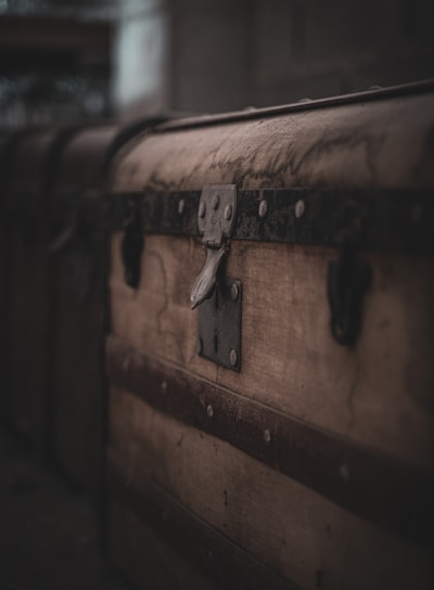 brown and black suitcase in close up photography