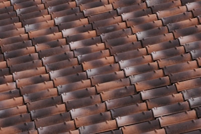 Close-up view of vibrant tile roofing materials.