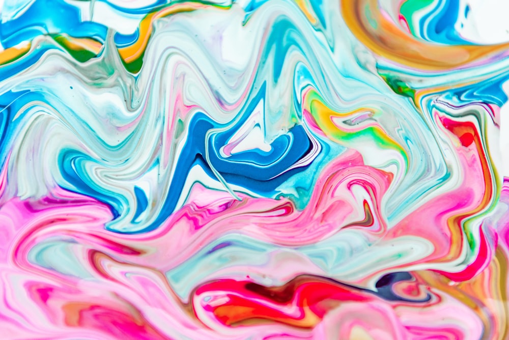 pink blue and green abstract painting