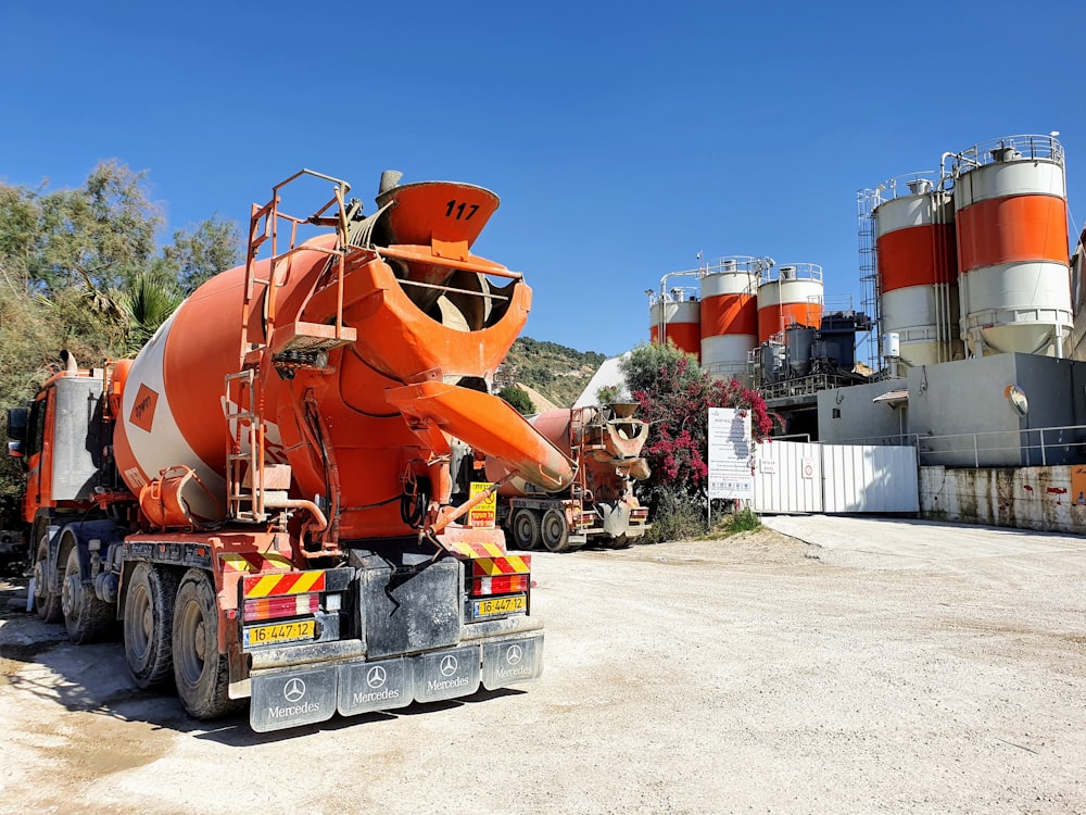 orange and white heavy equipment