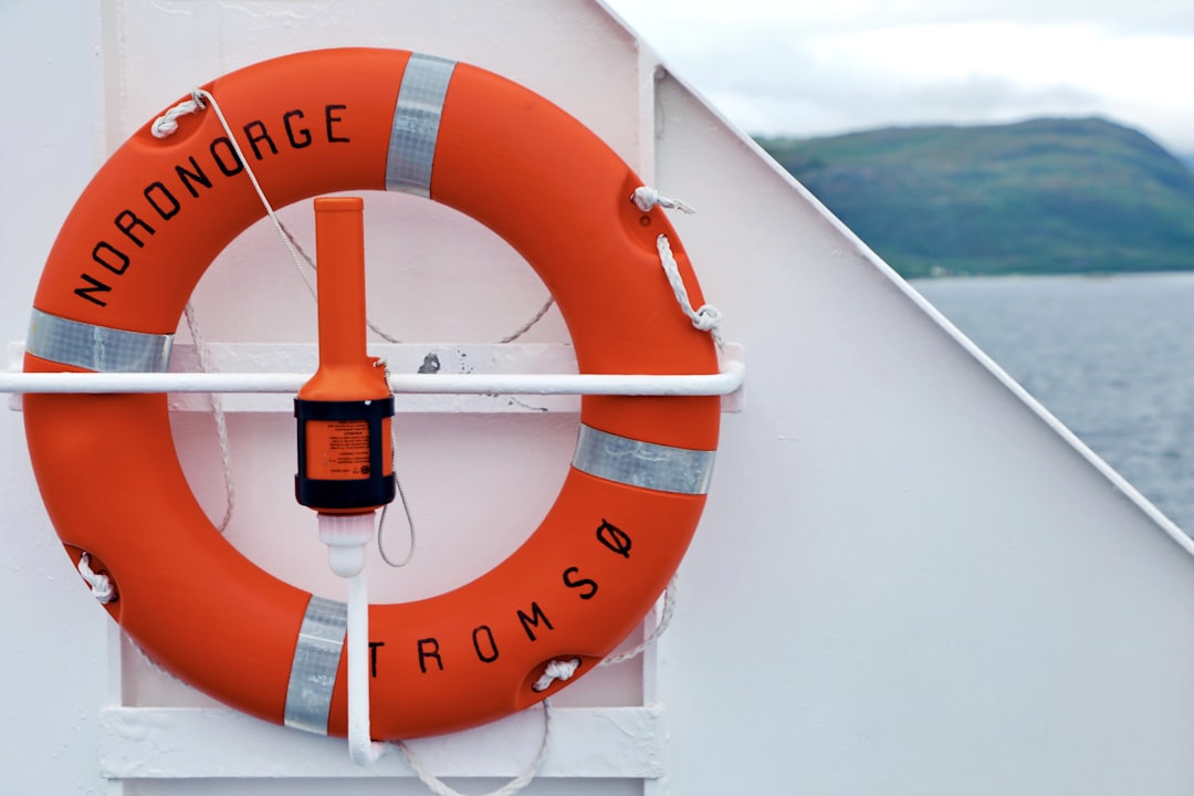 orange and white ship wheel