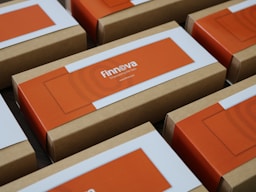 brown and white cardboard box