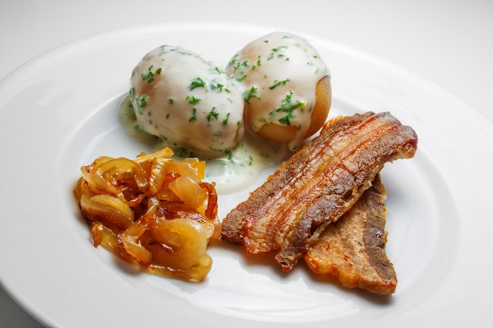 cooked food on white ceramic plate