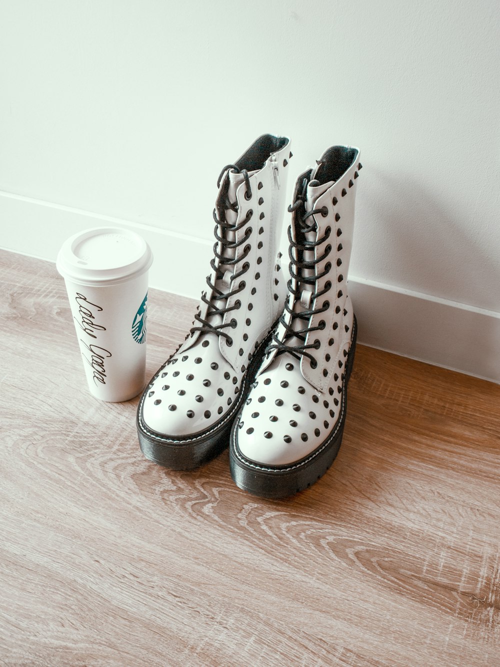 black and white polka dot rain boots