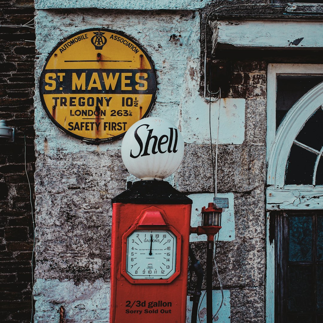 red and white gas pump