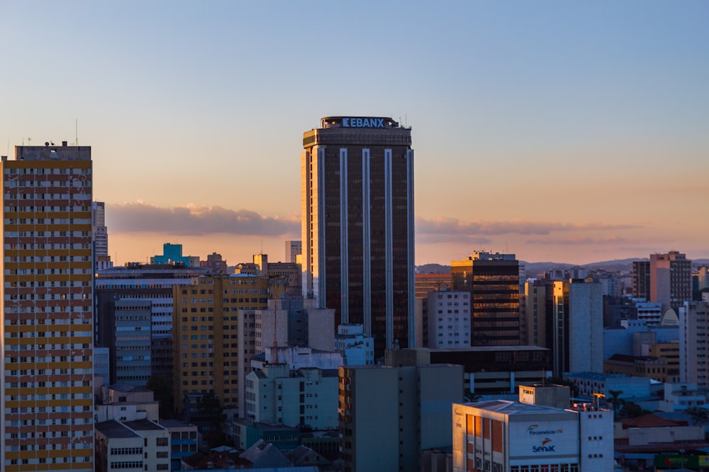 high rise building during sunset