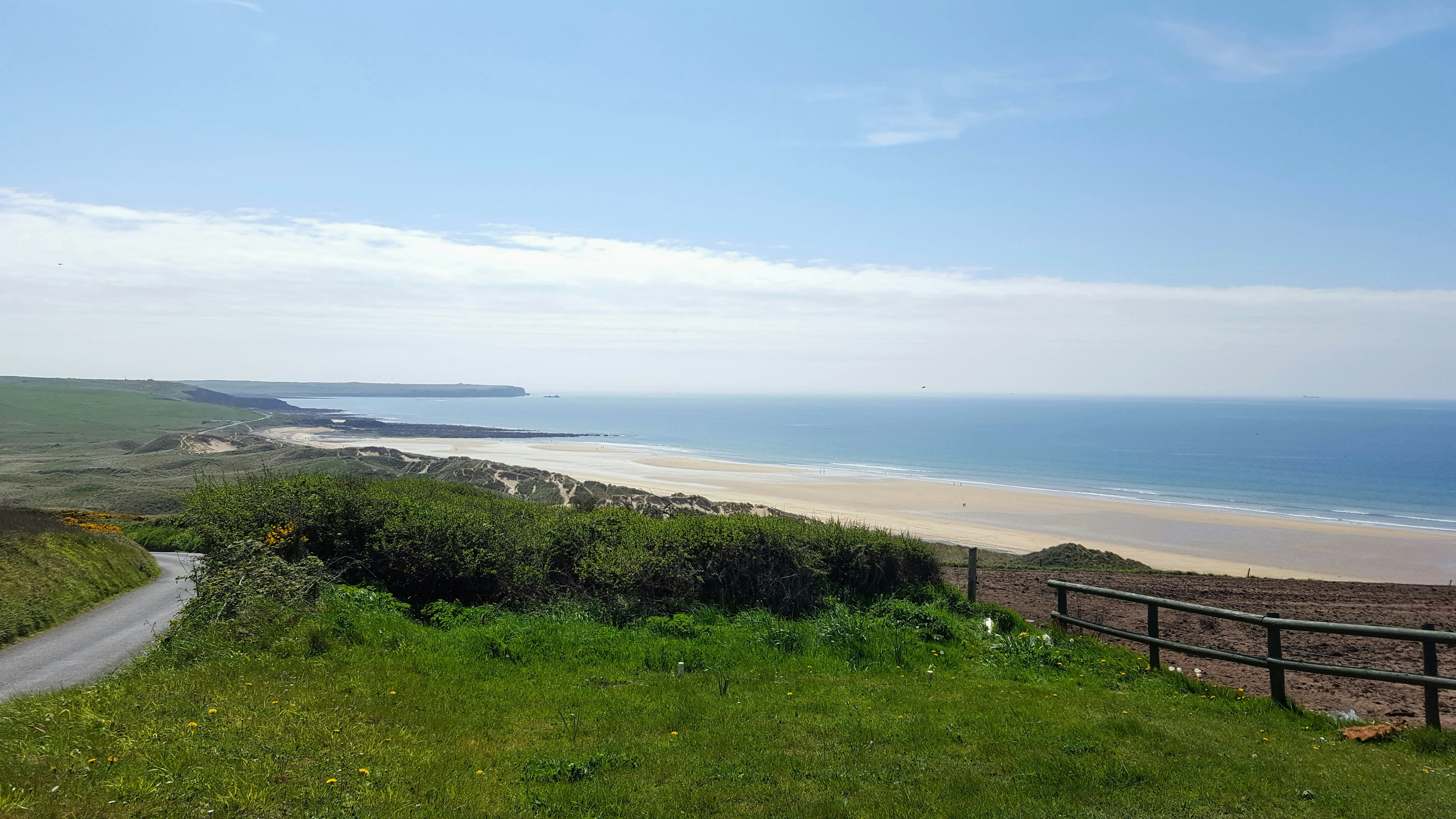 Looking Down on Freshwater West Next to Country Road