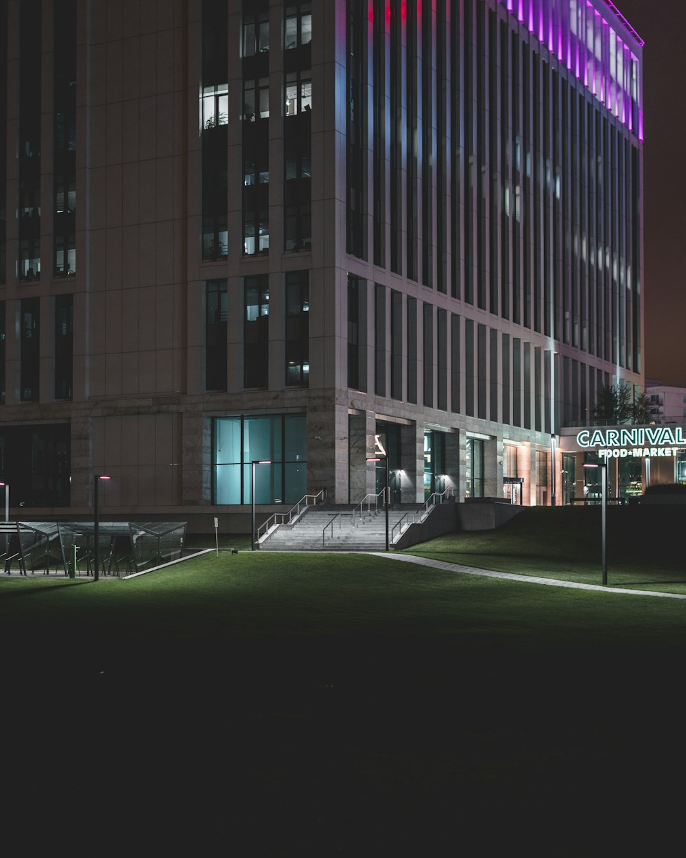 white and black building during night time