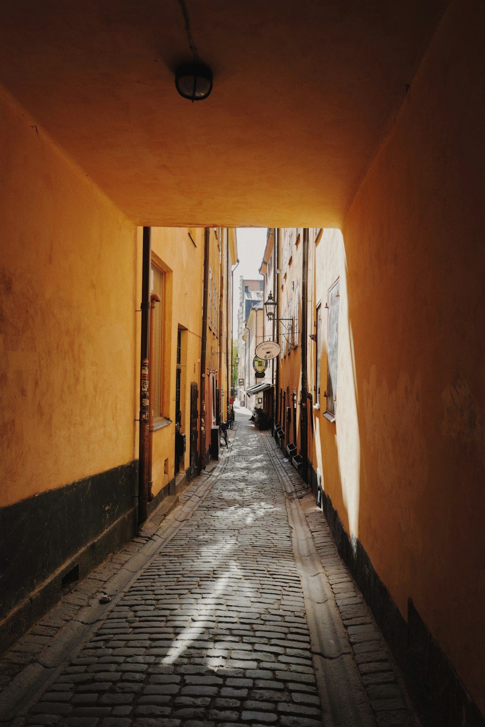 empty hallway with orange walls