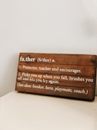 brown wooden card on white table