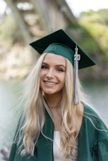 woman in green academic gown