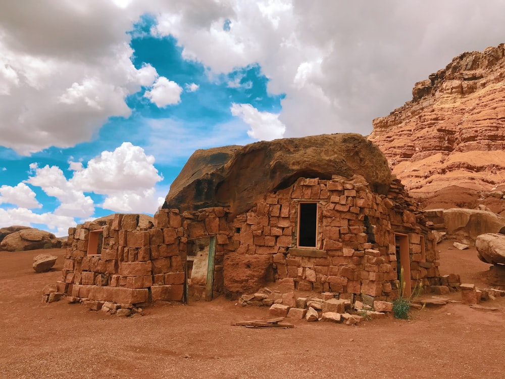 brown rock formation under blue sky and white clouds during daytime