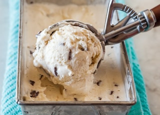 ice cream on stainless steel tray