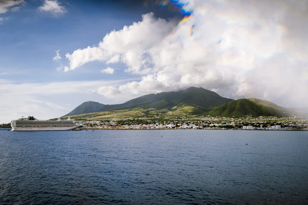 Green mountain beside the sea