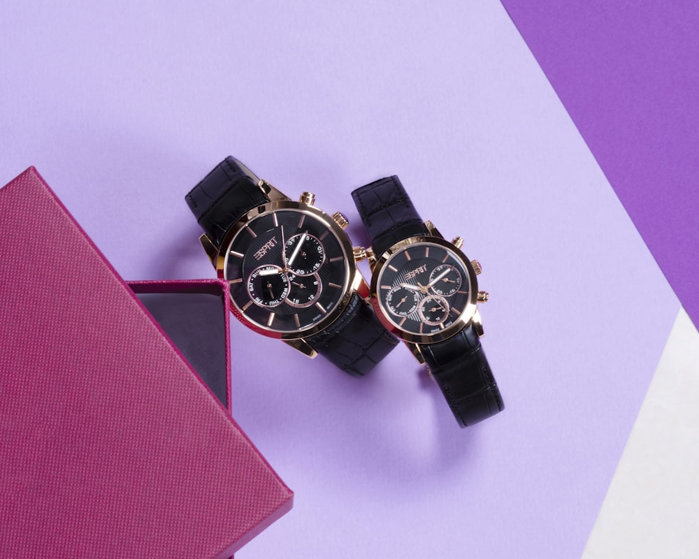 black and gold chronograph watch
