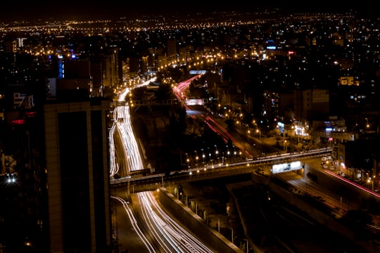 city with high rise buildings during night time in Tabriz Iran