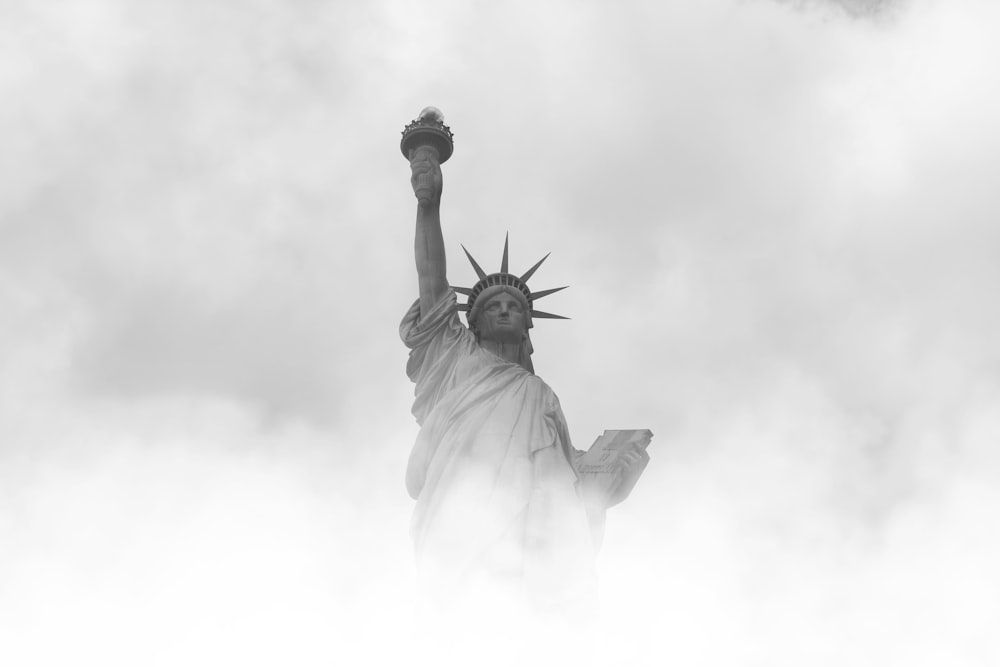 grayscale photo of statue of liberty
