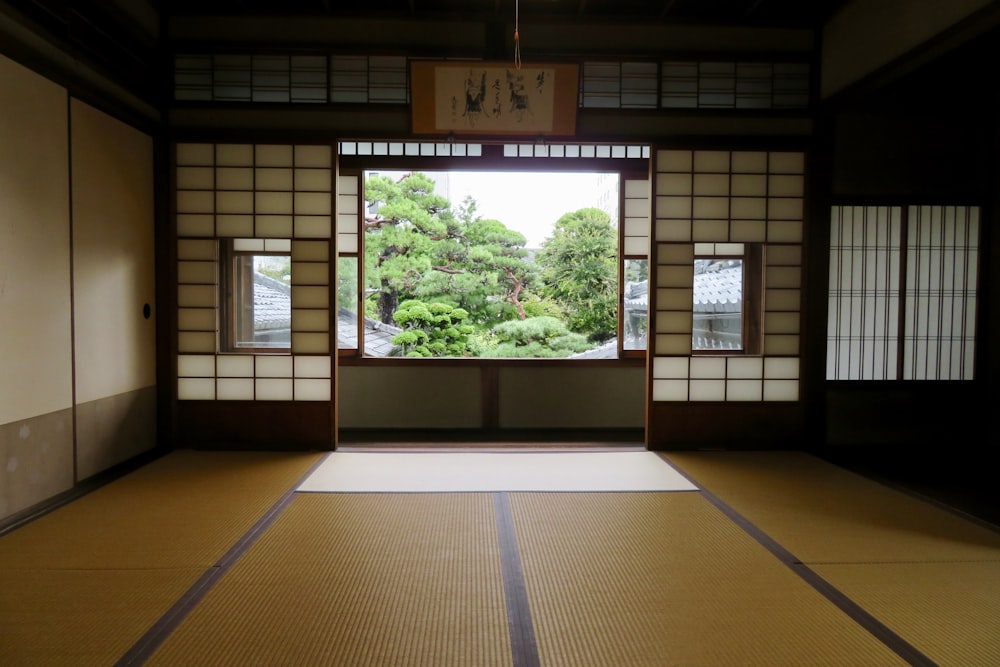 black framed glass door closed