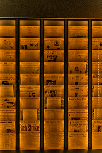 A vintage-style timeline graphic with key dates and events highlighted against a warm background.