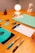 white and blue polka dot paper on brown wooden table