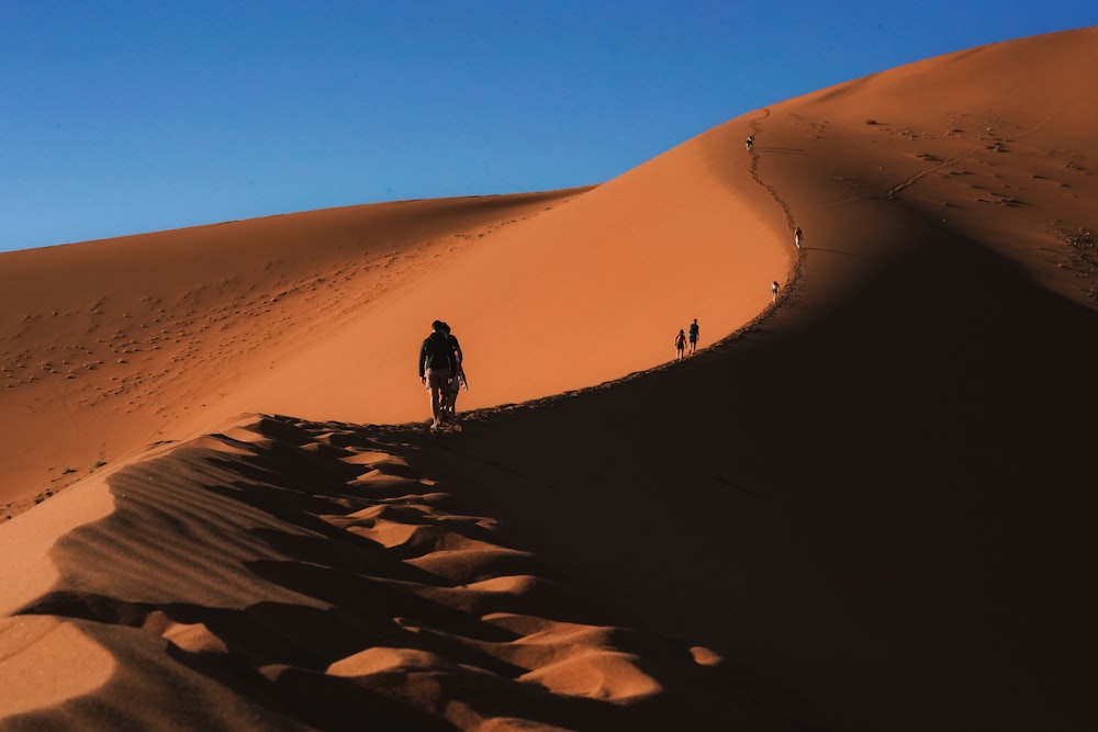 personne marchant sur les dunes de sable pendant la journée