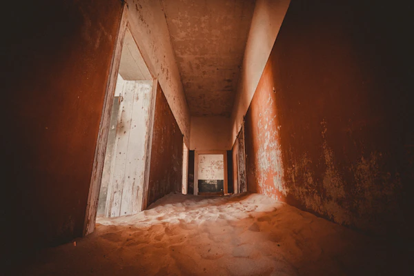 Sand-filled hallway in Kolmanskop ghost town