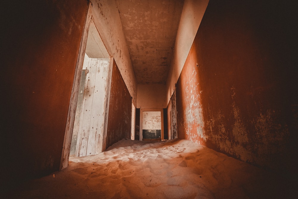 brown and white concrete hallway