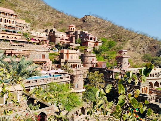 brown concrete building on mountain in Neemrana India