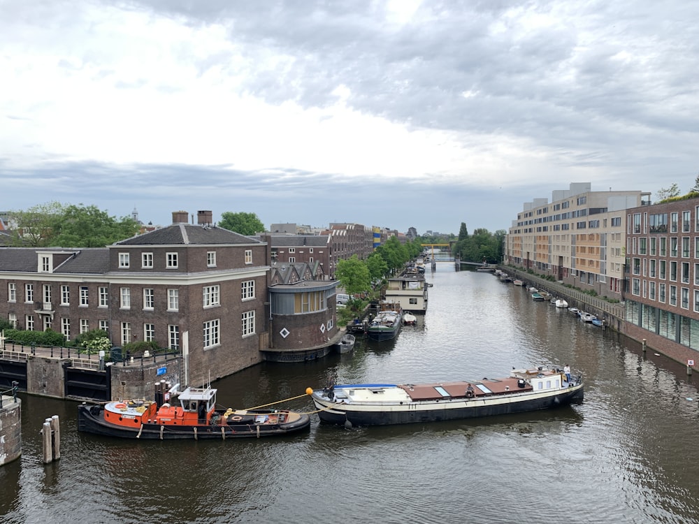 boat on river near buildings during daytime