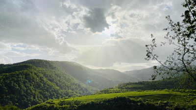 Forested hills around Dilijan under a stormy sky
